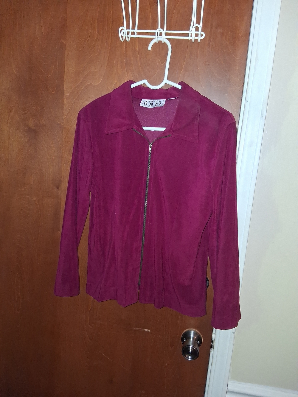 KEREN hart Zip-Front Suede Jacket - Berry Plum